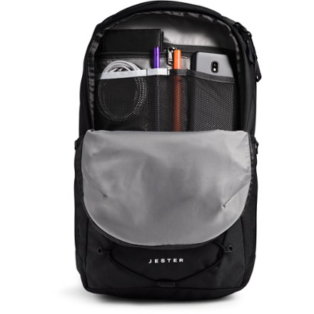 inside north face women's jester backpack The Concrete Light Heather/Marina Blue and the FlexVent suspension system makes it genuinely comfortable to wear for hours without the usual shoulder fatigue Women's The North Face Jester