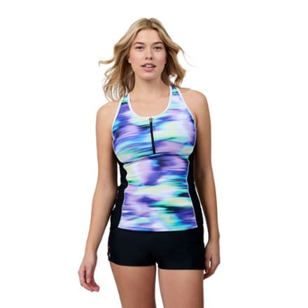 Free Country Mesh Zip-Up Racerback Tankini Swimsuit Top - Women's 0