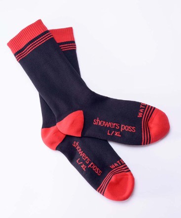 Showers Pass Crosspoint Waterproof Bike Socks - Black/Chili 1