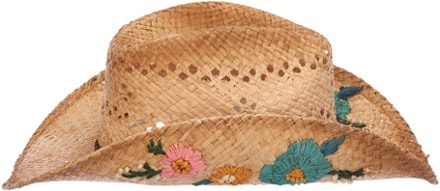 Scala San Minato Western Floral Embroidered Raffia Hat 2
