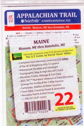 AntiGravityGear Appalachian Trail Pocket Profile Map: Maine (Monson, ME - Katahdin, ME) 0