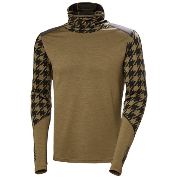 Helly Hansen LIFA Merino Midweight Balaclava Base Layer Hoodie - Men's — Sepia Houndstooth