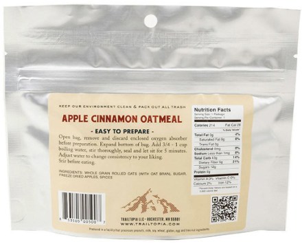 Trailtopia Apple Cinnamon Oatmeal - 1 Serving 1