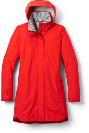 REI Coop Rainier Long Line Rain Jacket Red Flare Women's REI Coop