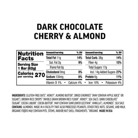 Kate's Real Food Dark Chocolate Cherry & Almond Bar 2