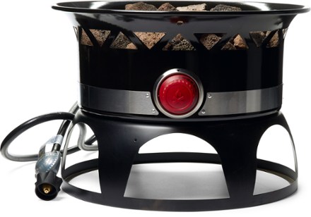 Redwood Gas Fire Pit with Lid and Heat-Dispersing Lava Rocks