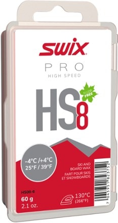 Swix HS8 Red Wax for 25 to 39 Degrees F - 60 g 0