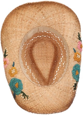 Scala San Minato Western Floral Embroidered Raffia Hat 4