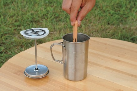 Exploration Gadget Titanium Camping Coffee Maker Use As French Press, Coffee Pot, Titanium Cup, Tea Pot, Camping Cookware