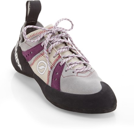 purple climbing shoes