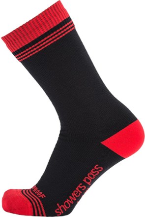 Showers Pass Crosspoint Waterproof Bike Socks - Black/Chili 0