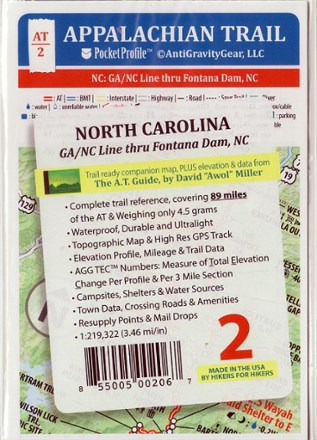 AntiGravityGear Appalachian Trail Pocket Profile Map: North Carolina (GA/NC Line - Fontana Dam, NC) 0