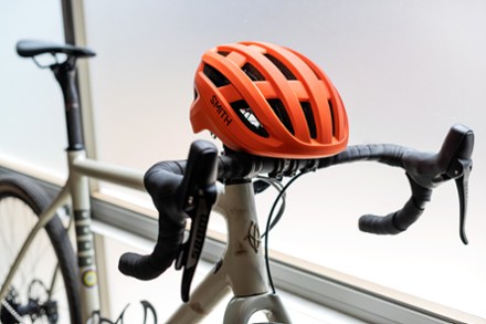 orange smith bike helmet