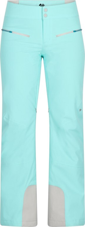 bright blue snowshoeing pants from Obermeyer
