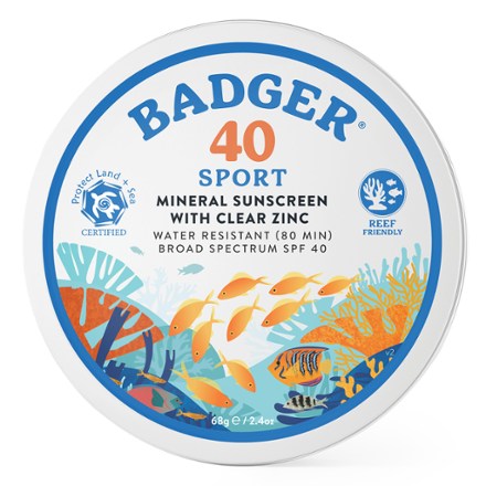 Badger SPF 40 Protect Land & Sea Clear Zinc Sunscreen Cream Tin - 2.4 oz. 0