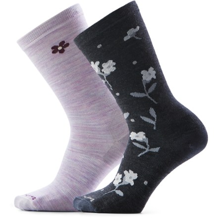 Smartwool Women's Groovy Bloom/Garden Gala Everyday Crew Socks - 2 Pairs Purple M