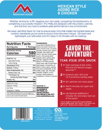 Mountain House Mexican Style Adobo Rice and Chicken Pro-Pak - 1 Serving 1