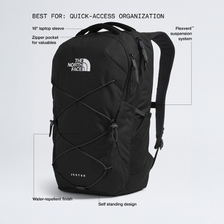 dimensions of north face jester backpack The Kids' Court - Water-Repellent Travel Bag, Spacious Main Compartment, for Tweens/Young Teens, TNF Black, One Size If the bags pockets strain to store your essentials The North Face Jester School