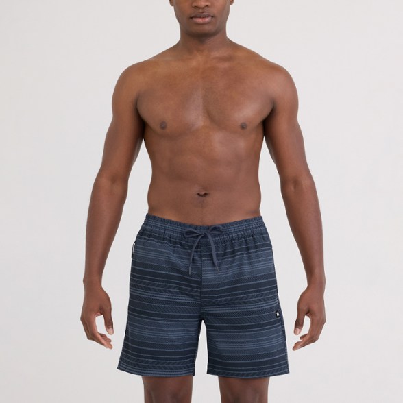 On Body Image of color Agitated Stripe/Indigo