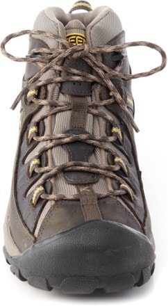 KEEN Targhee II Waterproof Mid Hiking Boots - Men's Front view (Black Olive/Yellow)