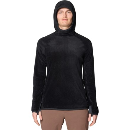 Mountain Hardwear AirMesh Long-Sleeve Hoody - Men's Reversible: brushed backer side out (DARK STORM)