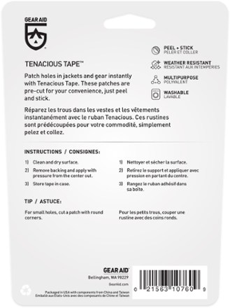 Gear Aid Tenacious Tape Mini Patches Back view (Black/Clear)