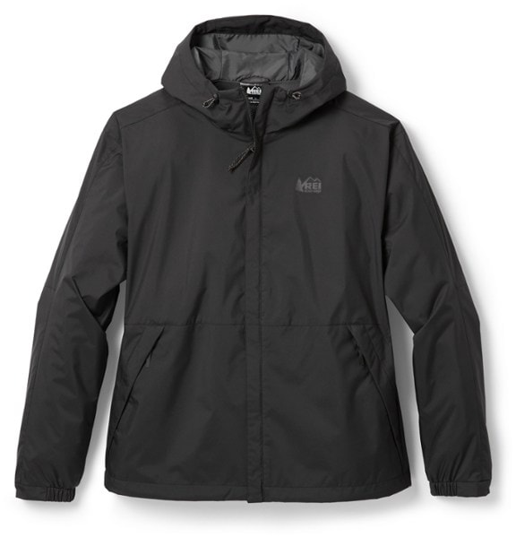 A black rain jacket