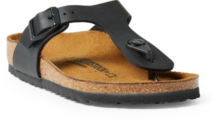 Birkenstock Gizeh Sandals - Kids' 3/4 front view (Black)