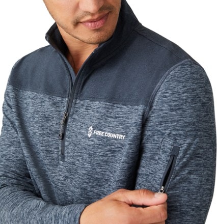 Free Country Sueded Spacedye Half-Zip Colorblock Mock-Neck Shirt - Men's 3