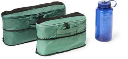 REI Co-op Expandable Packing Cube Set - Long Small/Long Large Shown in expanded form; 32 fl. oz. bottle (not included) shown for size reference only
