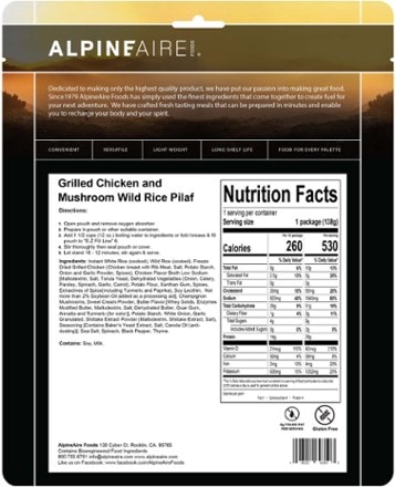 AlpineAire Foods Grilled Chicken and Mushroom Wild Rice Pilaf - 1 Serving 1