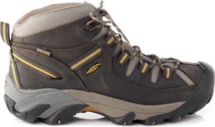 KEEN Targhee II Waterproof Mid Hiking Boots - Men's Right view (Black Olive/Yellow)