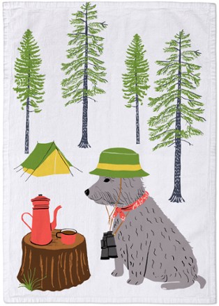 Claudia Pearson Camping Dogs Tea Towel - Terrier 0