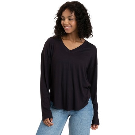 Threads 4 Thought Rhayne Feather Rib Long-Sleeve V-Neck Shirt - Women's 0