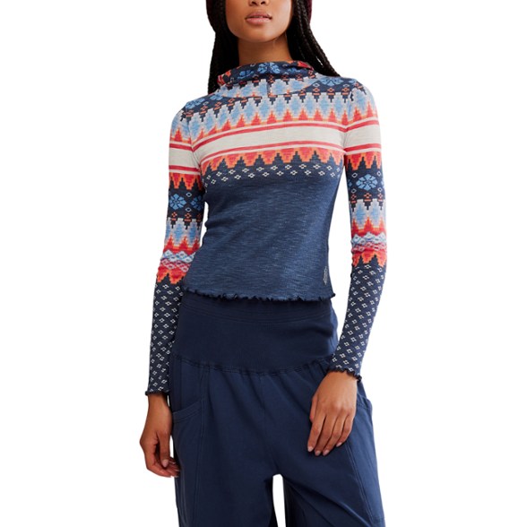On Body Image of color Plaid Fairisle Navy