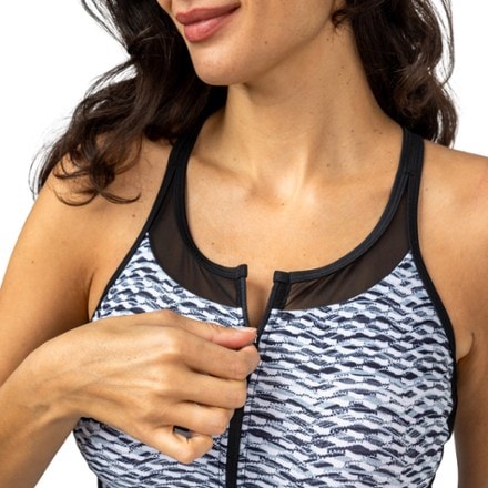 Free Country Mesh Zip-Up Racerback Swimsuit Top - Women's 2