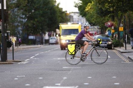 Ortlieb Back-Roller High-Visibility Pannier - Single In use (Yellow)
