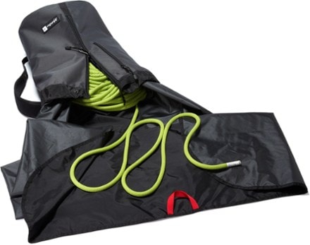 Metolius Speedster Rope Bag open bag with prop (Storm)
