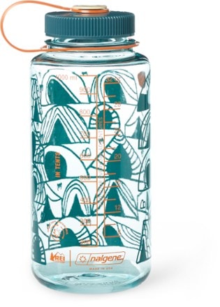 REI Co-op Nalgene Sustain Graphic Wide-Mouth Water Bottle - 32 fl. oz. Back view (Intents/Sea Foam)