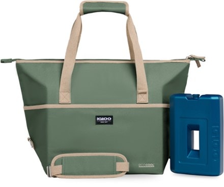 Igloo ECOCOOL Switch Tote 24 Cooler with Large Performance Ice Block Green