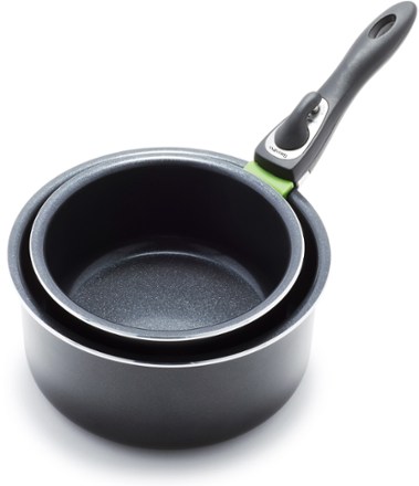 GreenPan Clip Series Ceramic Nonstick 3-Piece Saucepan Set with Removable Handle - 1.7 and 3.3 qts.