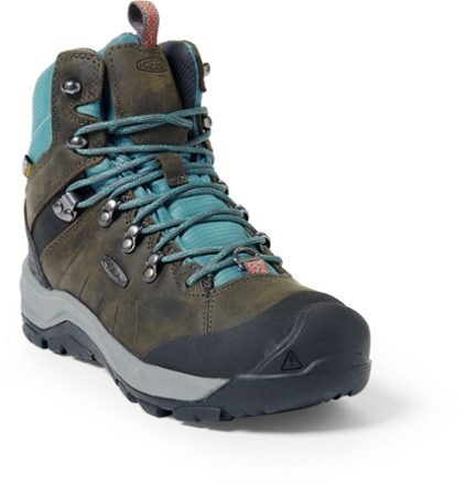 KEEN Revel IV Mid Polar Boots - Women's 3/4 view (Magnet/North Atlantic)