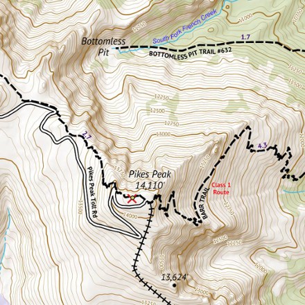 Outdoor Trail Maps Colorado 14ers Series Map - Pikes Peak 1