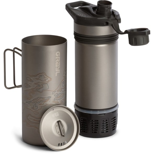 Grayl GeoPress Ti Water Filter and Purifier Bottle Plus Cook Lid