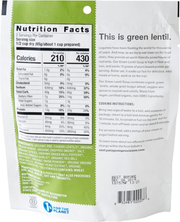 Patagonia Provisions Organic Green Lentil Soup - 2 Servings 1