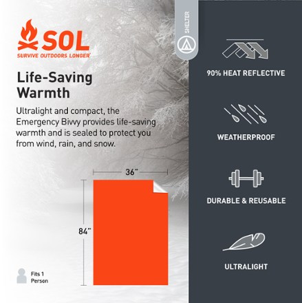 SOL Emergency Bivvy with Rescue Whistle and Tinder Cord 6