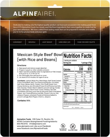 AlpineAire Foods Mexican-Style Beef Bowl - 1 Serving 2