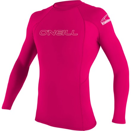 O'Neill Basic Skins UPF 50+ Long-Sleeve Rashguard  Pink 10 Kids