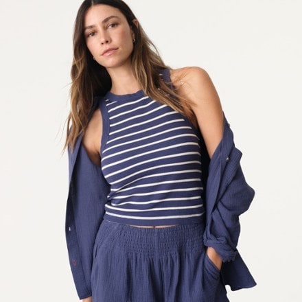 Marine Layer Lexi Rib Sun-In High Neck Crop Tank Top - Women's 3