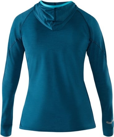NRS H2Core Silkweight Hoodie - Women's Back view (Moroccan Blue)